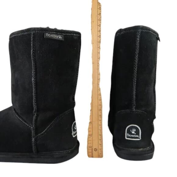 Bearpaw Shoes Womens 9 Boots Winter Comfort Warm Emma Short Leather Wool Black - Picture 7 of 14